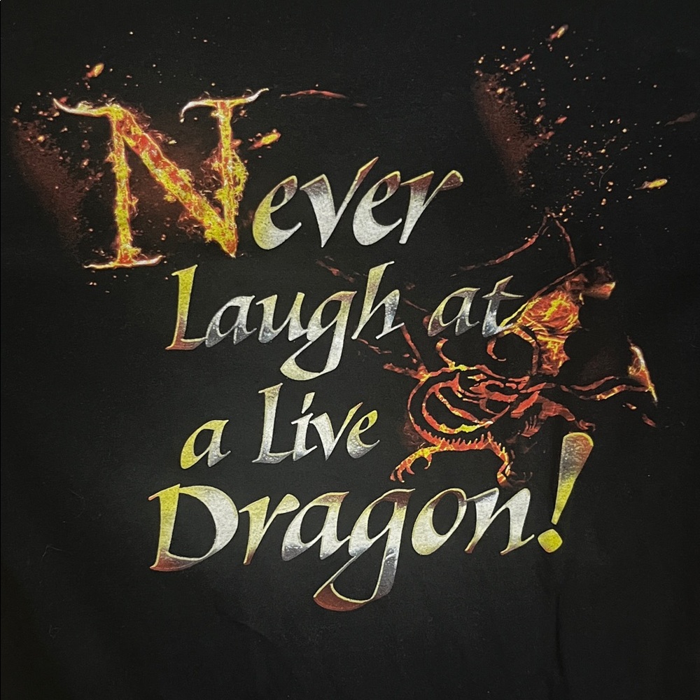 Black The Hobbit Never Laugh at a Live Dragon! Large Shirt
